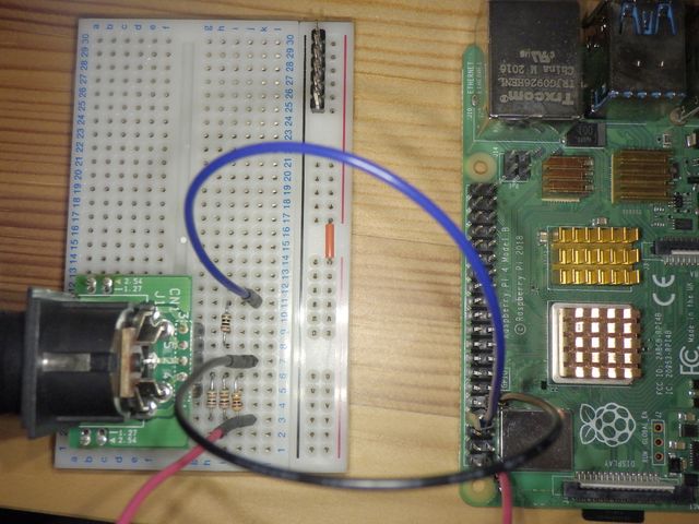 Raspberry Pi 4とブレッドボードで組んだMIDI送信回路