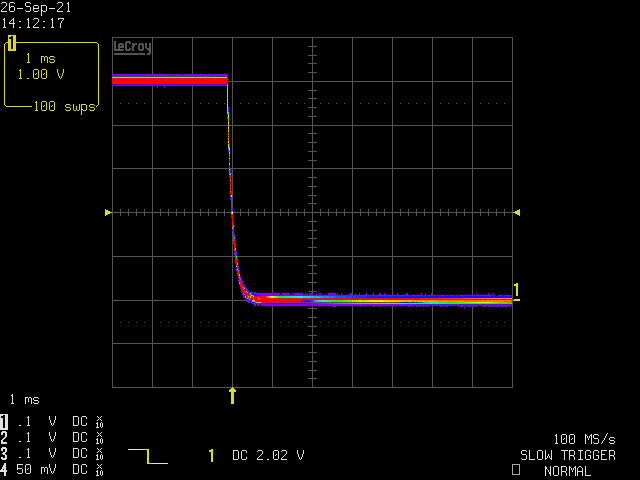 回路C、1ms/div、立ち下がりエッジ