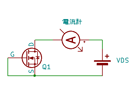 NMOSのIDSSを測定する回路（概念図）