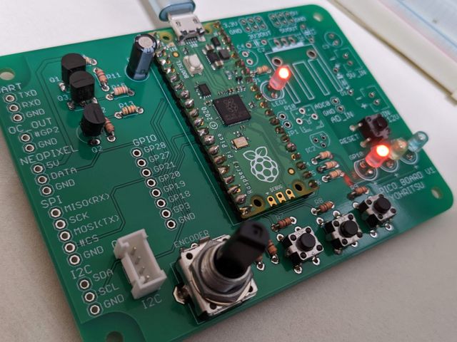 ラズパイピコ実験基板-部品実装後