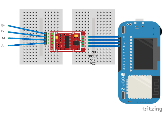 ブレッドボードでの配線図