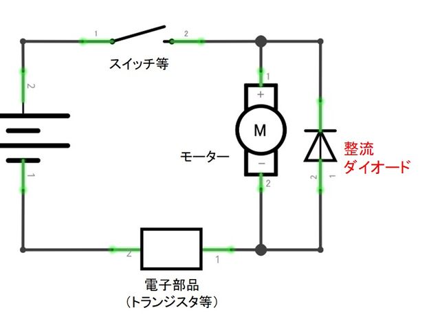 整流ダイオードの入った回路例
