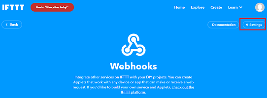 Webhooks表示画面