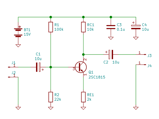 エミッタ接地増幅回路の回路図