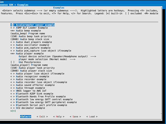 Spresense SDK -> Examplesの階層