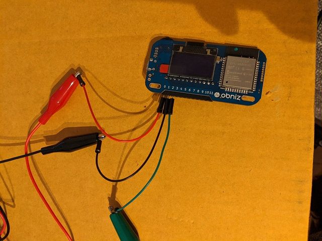 クリップコード、ジャンパーワイヤー、obnizの接続
