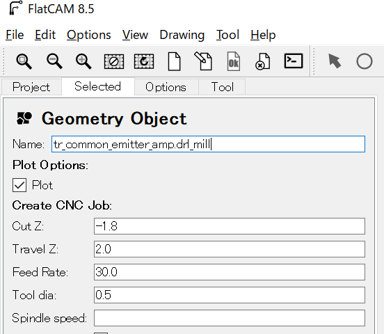 Mill Holesで生成されたGeometry Objectの設定