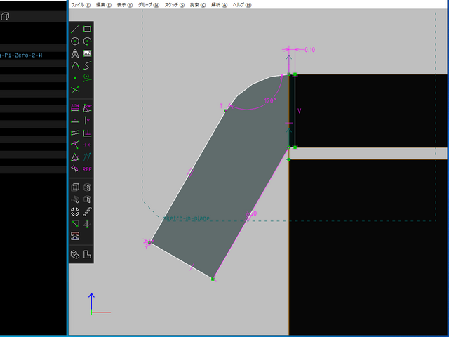 わずかに食い込ませたスケッチ