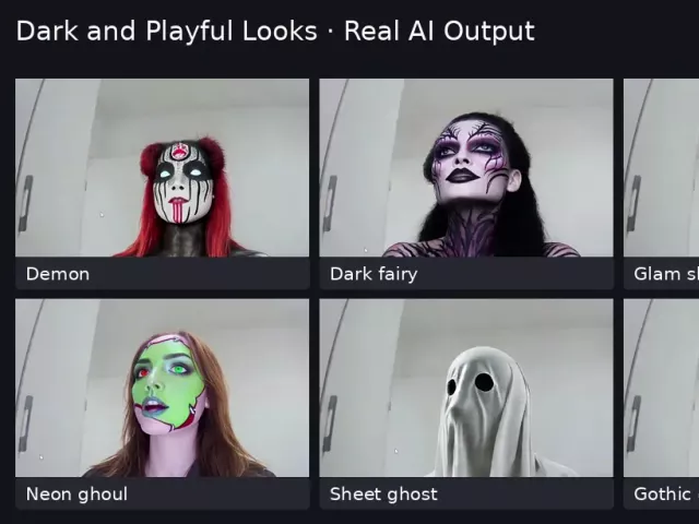 デーモン、ダークエルフ、ペイントスカル、蛍光グリーンのモンスターなど、実際に撮影したAIの姿