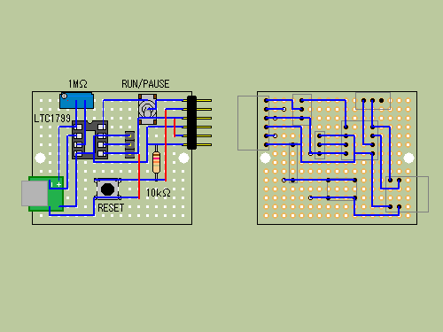 LTC1799モジュールによるクロック 配線図