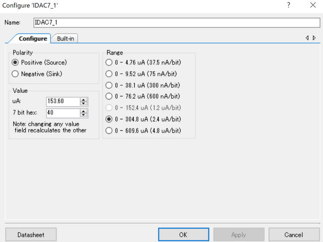 IDAC7のConfigure