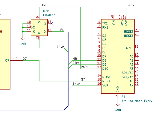 74HC597 からデータを受信する回路図