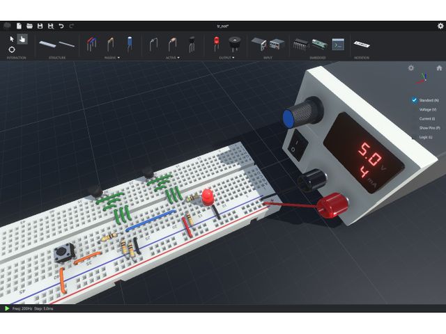 CRUMB Circuit Simulator 接続を修正してLOWを入力